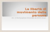 La libertà di movimento delle persone Art. 13 Dichiarazione Universale dei Diritti Umani.