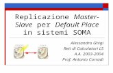 Replicazione Master-Slave per Default Place in sistemi SOMA Alessandro Ghigi Reti di Calcolatori LS A.A. 2003-2004 Prof. Antonio Corradi.