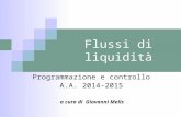 Flussi di liquidità Programmazione e controllo A.A. 2014-2015 a cura di Giovanni Melis.