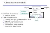 Circuiti Sequenziali Elementi di memoria  Stato del sistema Logic combinatoria  Funzioni logiche a più ingressi e più uscite  Ingressi: segnali dall’esterno.