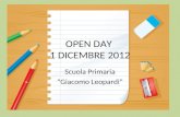 OPEN DAY 1 DICEMBRE 2012 Scuola Primaria “Giacomo Leopardi”