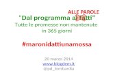“Dal programma ai fatti” Tutte le promesse non mantenute in 365 giorni #maronidattiunamossa 20 marzo 2014  @pd_lombardia .