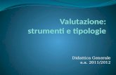 Didattica Generale a.a. 2011/2012. Scriven: le funzioni della valutazione Diagnostica Formativa Sommativa.