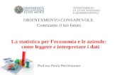 ORIENTAMENTO CONSAPEVOLE Costruiamo il tuo futuro La statistica per l’economia e le aziende: come leggere e interpretare i dati Prof.ssa Paola Perchinunno.