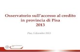 Osservatorio sull'accesso al credito in provincia di Pisa - 2013
