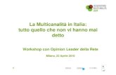 Incontro Osservatorio Multicanalità con opinion leader della Rete - 22/04/2010