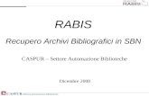 Rabis Recupero Archivi Bibliografici in SBN