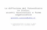 La diffusione del fotovoltaico in Italia: assetti territoriali e forme organizzative