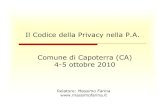 Il Codice della Privacy nella P.A.