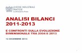 ANALISI BILANCI 2011-2013 e confronti sulla evoluzione dimensionale tra 2004 e 2013