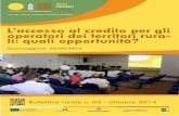 Bollettino Rurale 5: Accesso al credito per gli operatori dei territori rurali: quali opportunità?