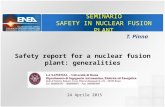 SEMINARIO SAFETY IN NUCLEAR FUSION PLANT 24 Aprile 2015 T. Pinna Safety report for a nuclear fusion plant: generalities.
