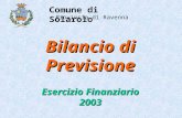 Comune di Solarolo Bilancio di Previsione Esercizio Finanziario 2003 Provincia di Ravenna.