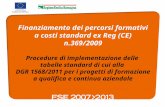 Finanziamento dei percorsi formativi a costi standard ex Reg (CE) n.369/2009