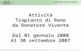 Attività Trapianto di Rene da Donatore Vivente Dal 01 gennaio 2000 Al 30 settembre 2007