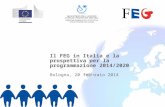 Il FEG in Italia e la prospettiva per la programmazione 2014/2020
