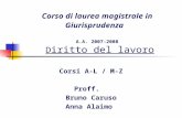 Corso di laurea magistrale in Giurisprudenza A.A. 2007-2008 D iritto del lavoro
