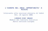 L’EUROPA NEL 2016: OPPORTUNITA’ E RISCHI Intervento alla sessione plenaria di VeDrò