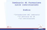 Seminario di Formazione sulle conciliazioni Indice Introduzione del seminario Il percorso di CA