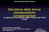 Università degli Studi di Trento Disciplina delle forme pensionistiche complementari