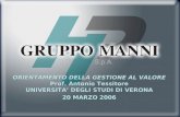 ORIENTAMENTO DELLA GESTIONE AL VALORE Prof. Antonio Tessitore UNIVERSITA’ DEGLI STUDI DI VERONA