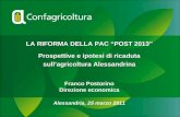LA RIFORMA DELLA PAC “POST 2013” Prospettive e ipotesi di ricaduta sull’agricoltura Alessandrina