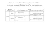 Corso di Laurea in Ottica e Optometria, Universit  di Padova Insegnamento di Biologia