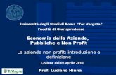 Economia delle Aziende,  Pubbliche e Non Profit Le aziende non profit: introduzione e definizione