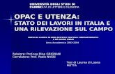 OPAC E UTENZA: STATO DEI LAVORI IN ITALIA E UNA RILEVAZIONE SUL CAMPO