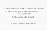 Università degli Studi di Roma Tor Vergata Corso di Negoziazione Urbanistica    -  A.A. 2006/2007