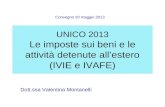 UNICO 2013 Le imposte sui beni e le attività detenute all’estero (IVIE e IVAFE)