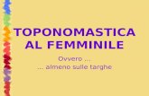 TOPONOMASTICA AL FEMMINILE