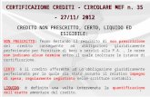 CERTIFICAZIONE CREDITI - CIRCOLARE MEF n. 35 - 27/11/ 2012