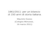 1861/2011: per un bilancio  di 150 anni di storia italiana