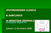 IPOTIROIDISMO CLINICO  & SUBCLNICO  in MEDICINA GENERALE