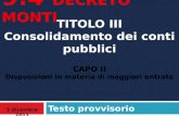 TITOLO III Consolidamento dei conti pubblici