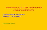 Esperienze ALIL CLIL online nella scuola elementare La formazione a distanza Milano, 5/5/2003