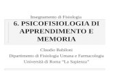 Insegnamento di Fisiologia  6. PSICOFISIOLOGIA DI APPRENDIMENTO E MEMORIA