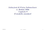 Istituzioni di Fisica Subnucleare A. Bettini 2006  Capitolo 9 Il modello standard