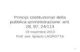Principi costituzionali della pubblica amministrazione: artt. 28, 97, 24/113