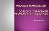 PROJECT MANAGEMENT corso di corporate  strategy A.a.  2012/2013