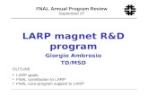 LARP magnet R&D program Giorgio Ambrosio TD/MSD
