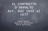 IL CONTRATTO D’APPALTO Art. Dal 1655 al 1677