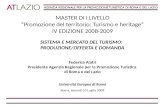MASTER DI I LIVELLO “Promozione del territorio: Turismo e heritage” IV EDIZIONE 2008-2009