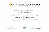Rassegna stampa VI Conferenza Nazionale Volontariato - pre-evento