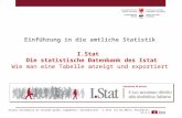 Einführung in die amtliche Statistik I.Stat Die statistische Datenbank des Istat Wie man eine Tabelle anzeigt und exportiert Scuola Secondaria di secondo.