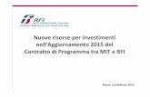 Nuove risorse per investimenti nell'Aggiornamento 2015 del Contratto di Programma tra MIT e RFI