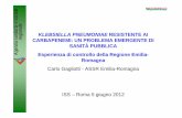 KLEBSIELLA PNEUMONIAE RESISTENTE AI · PDF fileAgenzia sanitaria e sociale regionale Regione Emilia-Romagna: Klebsiella pneumoniae non sensibile ai carbapenemi mat. resp. 6 urine sangue