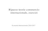 Ripasso teorie commercio internazionale, · PDF fileRipasso teorie commercio internazionale, esercizi Economia Internazionale 2016-2017. ... Promuovere la stipula di accordi commerciali