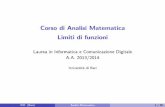 Corso di Analisi Matematica - Limiti di funzionigerminario/icd/limitifunz-hand.pdfLimiti di funzioni L’operazione di limite si pu o estendere dalle successioni alle funzioni. Serve